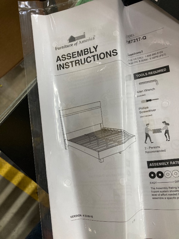 Photo 1 of  ***(PARTS ONLY -INCOMPLETE SET PARTS MISSING - QUEEN SIZE RAILS ONLY)*** 2 OF 2 
Furniture of America Ansten Modern Contemporary Solid Wood Queen Platform Bed with Underbed LED, Acrylic Trim, Mattress Ready for Bedroom, Guest Room, White and Gold