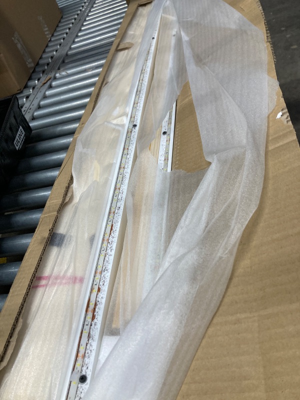 Photo 1 of  ***(PARTS ONLY -INCOMPLETE SET PARTS MISSING - QUEEN SIZE RAILS ONLY)*** 2 OF 2 
Furniture of America Ansten Modern Contemporary Solid Wood Queen Platform Bed with Underbed LED, Acrylic Trim, Mattress Ready for Bedroom, Guest Room, White and Gold