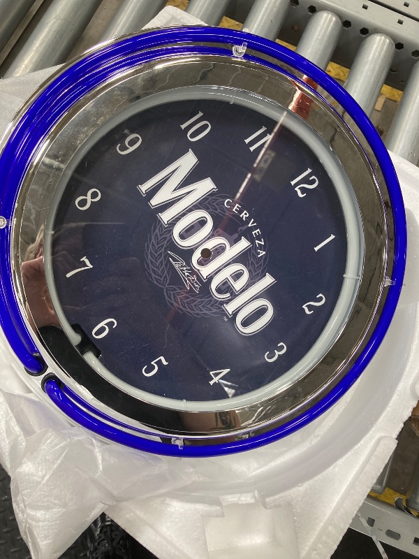 Photo 1 of 14-Inch Neon Wall Clock - Double Light Ring and Analog Quartz Timepiece - Decor for Bar, Garage, and Game Rooms by Trademark Home Collection (Blue)