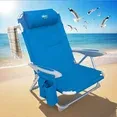 Photo 1 of #WEJOY Backpack Beach Chair, 4-Position Adjustable Folding Chair, Aluminum Folding Beach Chair, Low Camping Chair for Adults with Headrest, Cup Holder, Towel Rack, Max Load 265 lbs