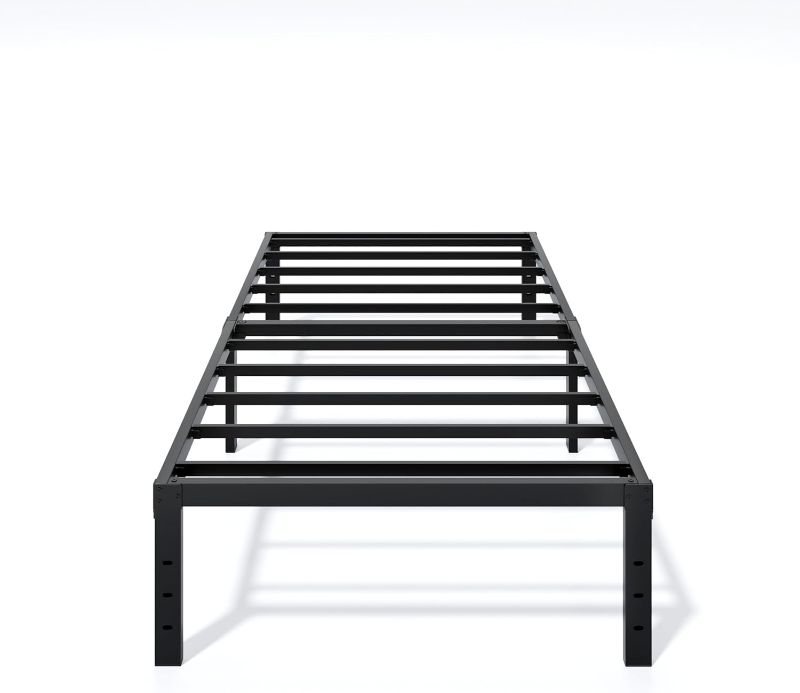 Photo 1 of 14In Twin Size Bed Frame, Heavy Duty Metal Platform Bed, 1000LBS Capacity, Noise-Free, Anti-Sliding Slats, Under-Bed Storage, Easy Assembly, No Box Spring Needed