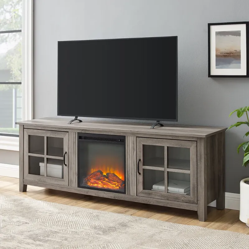 Photo 1 of ***PARTS ONLY***
Walker Edison Farmhouse Fireplace TV Stand for TVs up to 80", Grey Wash
