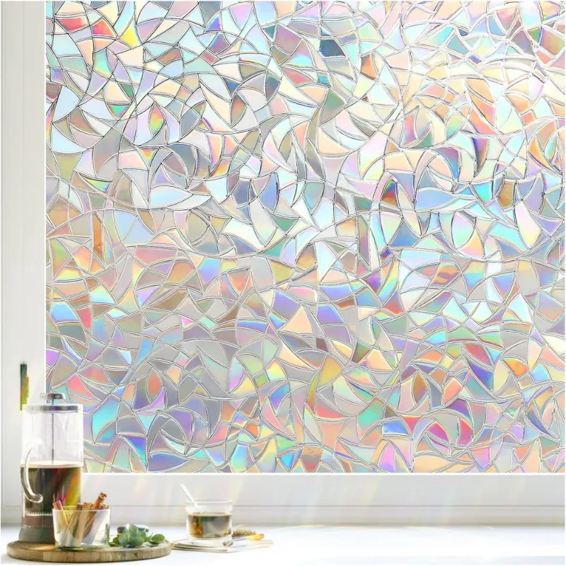 Photo 1 of ***not colorful*** rabbitgoo Window Privacy Film, Rainbow Window Clings, 3D Decorative Window Vinyl, Stained Glass Window Decals, Static Cling Window Sticker Non-Adhesive for Home, 35 x 77 inches
