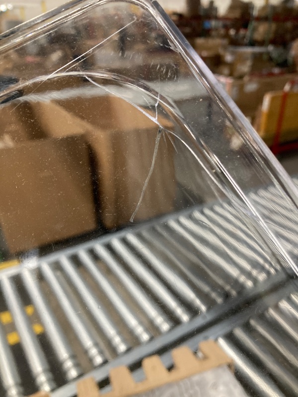 Photo 1 of ***(PLASTIC TOP LID CRACKED BROKEN)*** 
Elite Gourmet 7.5 Quart Triple Buffet Server Food Warmer Temperature Control, Clear Slotted Lids

