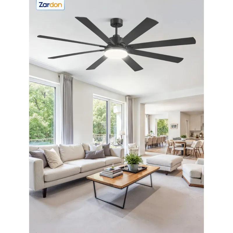 Photo 1 of  Indoor Ceiling Fan with Light & Remote: Modern Bronze Fan for Living Room