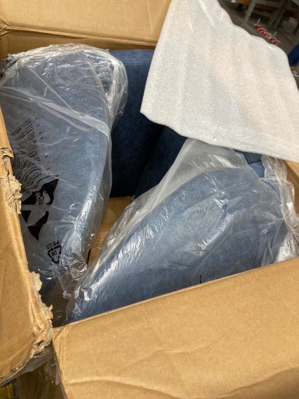 Photo 1 of *MISSING 4 OF 6 CHAIRS**
COLAMY Upholstered Dining Chairs Set of 6, Modern PU Leather Dining Room Kitchen Side Chair with Padded Seat and Wood Legs Restaurant/Cafe, Blue