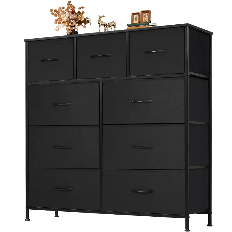 Photo 1 of  Drawers Dresser, Storage Organizer Units for Clothing, Closet, Fabric Bins, Wood Top, Steel Frame, Lightweight, Black