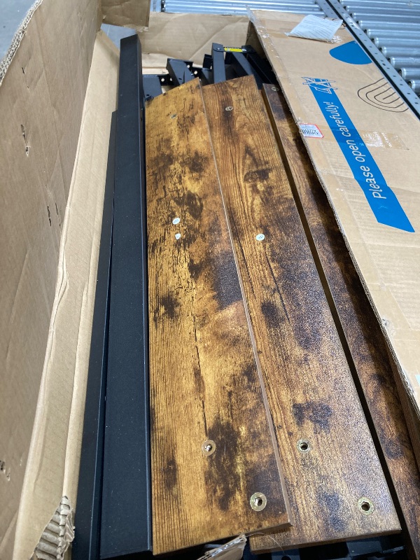 Photo 1 of  Queen Bed Frame with Rustic Vintage Wood Headboard and Footboard,Metal Support,Rustic Brown