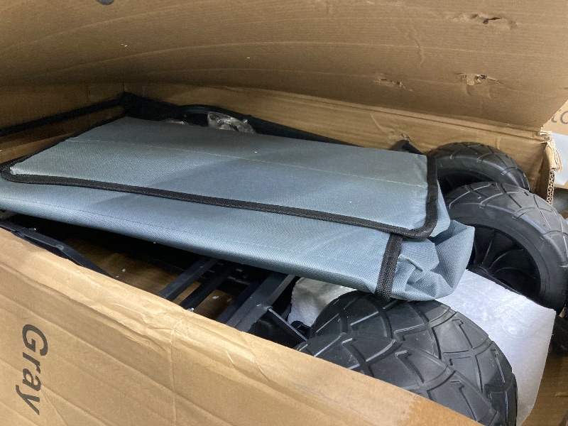 Photo 1 of  Large Collapsible Folding Wagon Cart, 560 lbs Load Capacity, Heavy-Duty Steel Frame & Oversized Wheels for Grocery Shopping, Camping, Sports, Moving – Gray