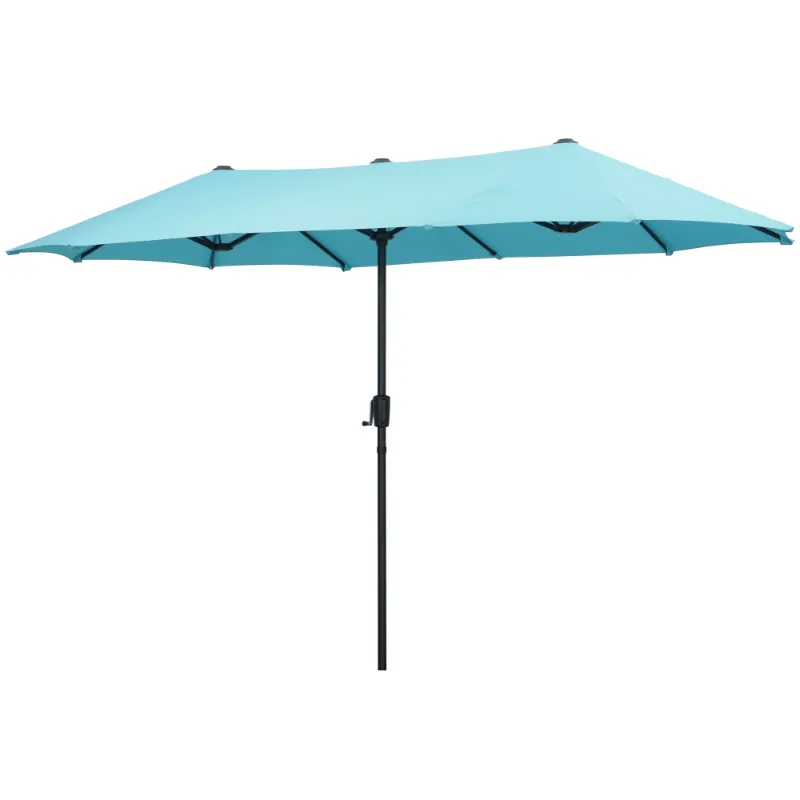 Photo 1 of  Large Patio Umbrella, Outdoor Double-Sided Rectangle Market Heavy Duty Umbrellas without Base, Blue