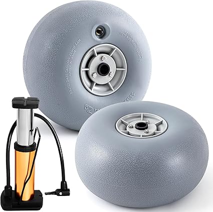 Photo 1 of  2 Pack PU Beach Balloon Wheels Beach Cart Tires Replacement Big Sand Wheels with 1 Air Pump for Kayak Canoe Cart Rolling Walker Wheelchair and Boat