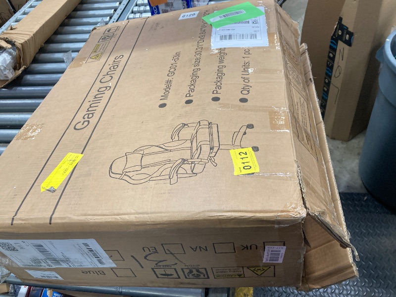 Photo 1 of ***(USED, DENT IN FABRIC DUE TO PACKAGING, SOME STAINS)***    
Mr IRONSTONE Office Gaming Chair with Footrest & Lumbar Support, Ergonomic Adjustable Computer Chair with Swivel Seat & Headrest, Red
