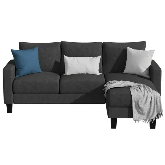 Photo 1 of ** BOX 2/2 ONLY/INCOMPLETE SET**Homall Convertible Sectional Sofa Couch, Modern Linen Fabric L-Shaped Couch 3-Seat Sofa Sectional with Reversible Chaise for Small Living Room, Apartment and Small Space, Dark Gray
