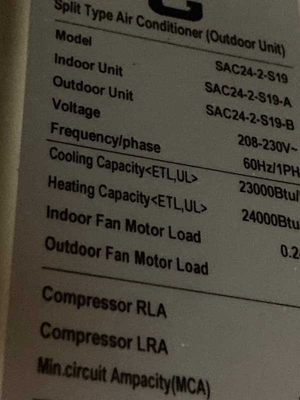 Photo 1 of ***(PARTIAL SET/INCOMPLETE -MISSING PARTS-SELLING AS PARTS ONLY)*** 
24000 BTU Mini Split Air Conditioner, 19 SEER2 208-230V Split Unit Ac and Heat Cool Up to 1500 Sq.Ft, Ductless Air Conditioner, Low Noise ***(BENT/DENTED, SMALL SCUFFS/SCRATCHES, BOX RIP