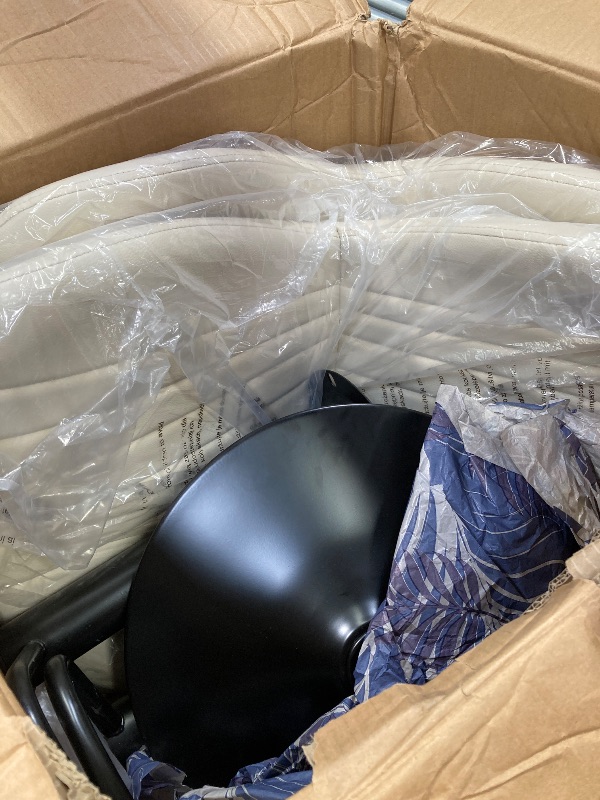 Photo 1 of ***(Set of 2 Chairs Only)*** 
Shintenchi Bar Stools Set of 2 Modern Swivel Bar Chairs, Counter Height Faux Leather Metal Barstools, Upholstered Island Chairs with Back and Footrest, Beige ***(BOX DAMAGED/RIPPED/TORN)***