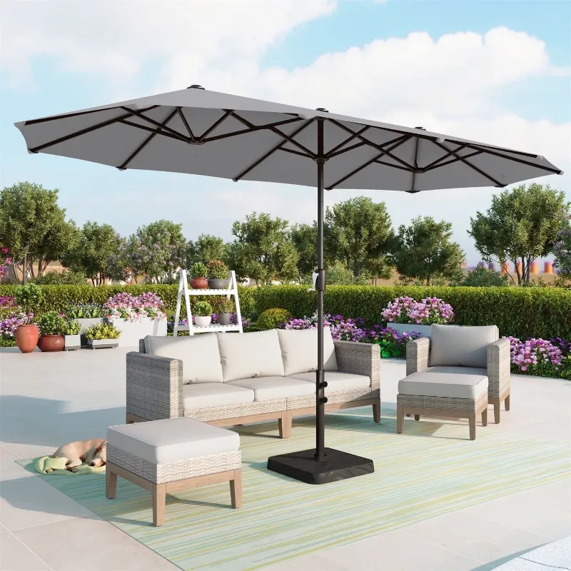Photo 1 of  13 ft Large Patio Umbrella Double-Sided Rectangular Outdoor Market Table Umbrella for Outside – Smoky Gray