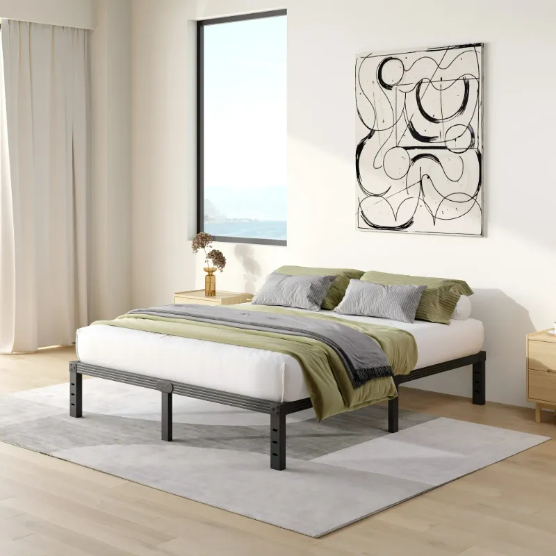 Photo 1 of  12 inch Full Bed Frame, Easy Assembly, Heavy Duty Metal Platform, Noise Free, Black