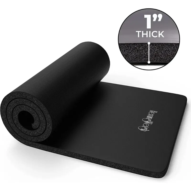 Photo 1 of  Yoga Mat Thick, 1" Thick, Non-Slip Exercise Mat for Workouts, Indoor, and Outdoor, Black