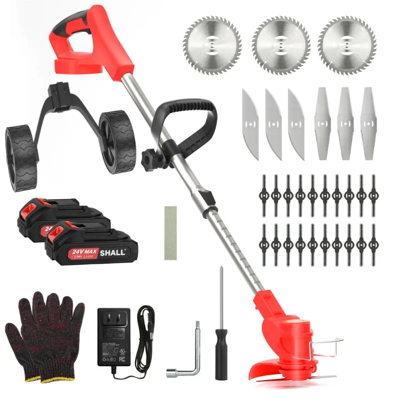 Photo 1 of  24V Cordless Grass Trimmer, 4-in-1 Electric Weed Wacker, 2 x 2.0Ah Battery Powered Weed Eater, Telescopic Brush Cutter with 3 Types Blades & Wheels for Garden