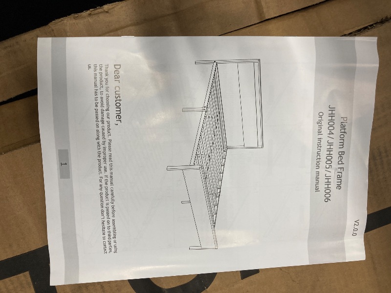 Photo 1 of  Metal Platform Bed Frame with Wooden Headboard and Footboard, Mattress Foundation, No Box Spring Needed, Large Under Bed Storage, Non-Slip Without Noise, King Size...please read notes...