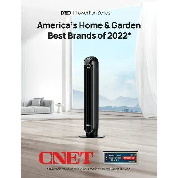 Photo 1 of  Tower Fan for Bedroom, 24ft/s Velocity Quiet Floor Fan, 90° Oscillating Fans for Indoors with 4 Speeds, 4 Modes, 8H Timer, Standing Fans, Bladeless Fan, Black, Nomad One (DR-HTF007)
