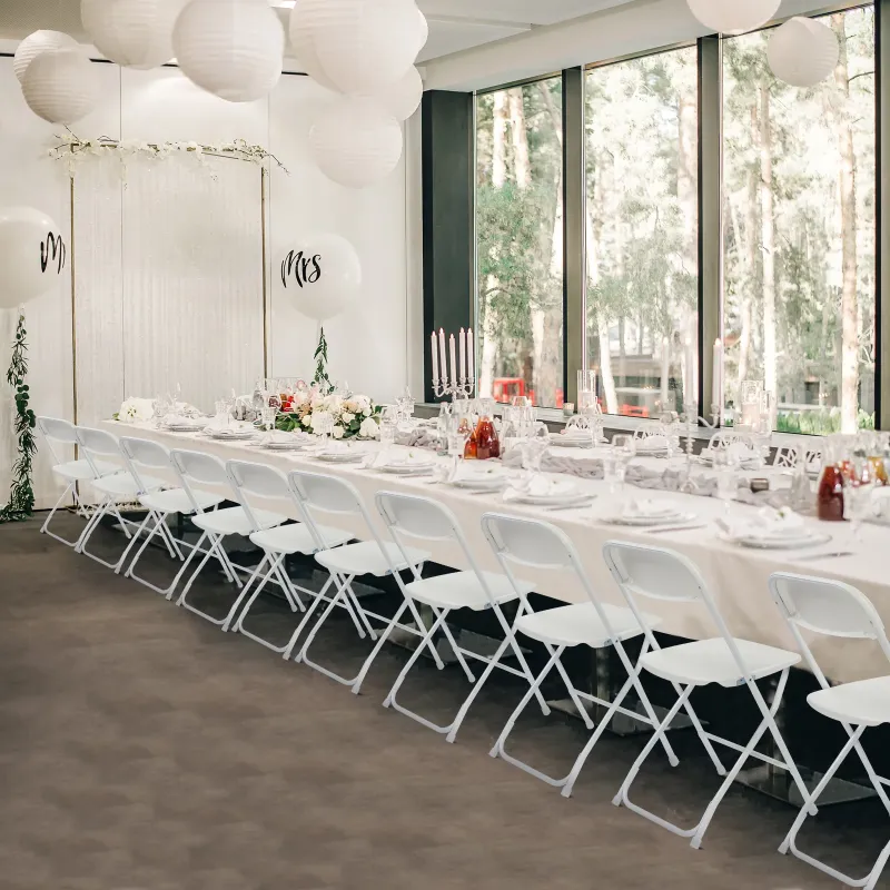 Photo 1 of  10 Pack Commercial Plastic Folding Chairs Stackable Wedding Party Chairs Portable Chairs for Outdoor White