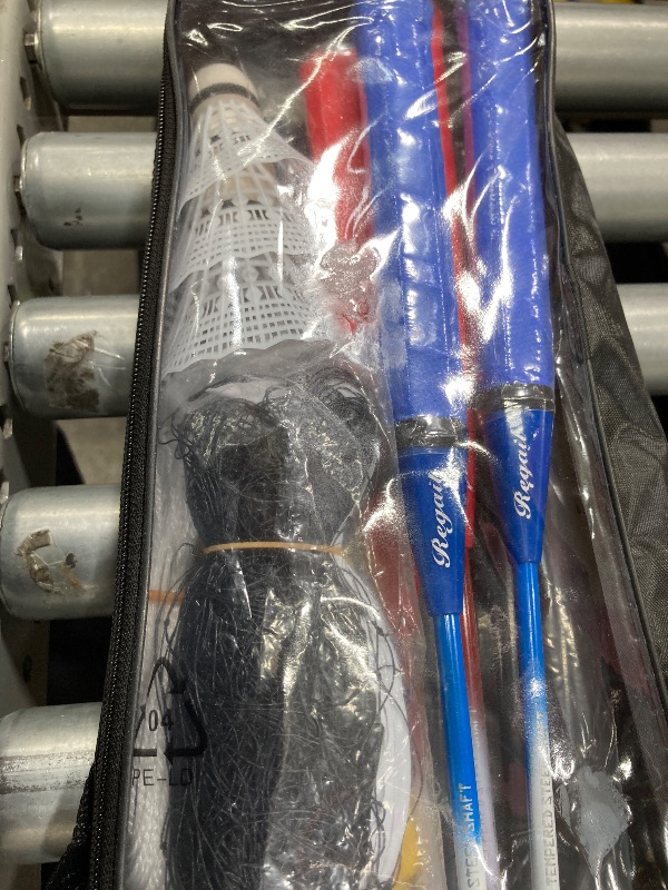 Photo 1 of  Badminton Set with 4 Racquets, Net with Poles, 3 Shuttlecocks and Carrying Case for Kids and Adults, multi-player