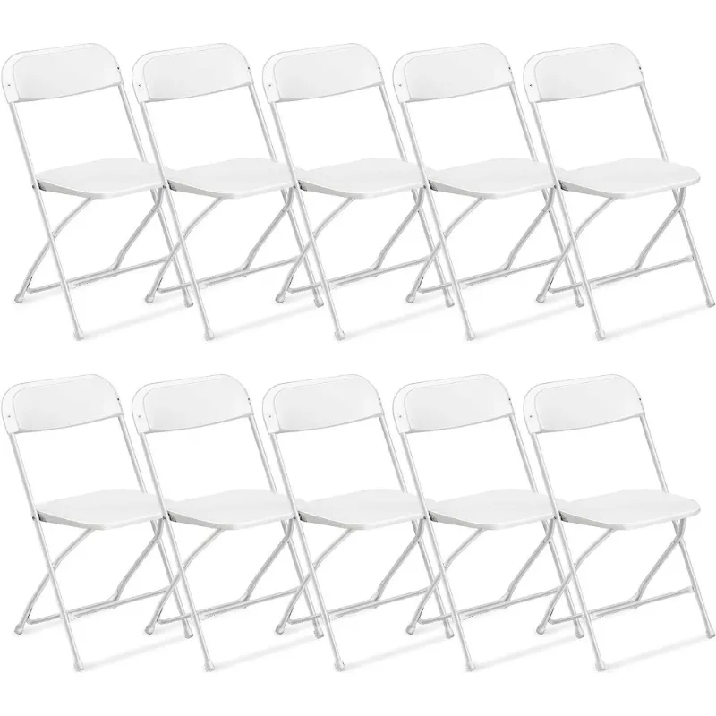 Photo 1 of 10 Pack Commercial Plastic Folding Chairs Stackable Wedding Party Chairs Portable Chairs for Outdoor White