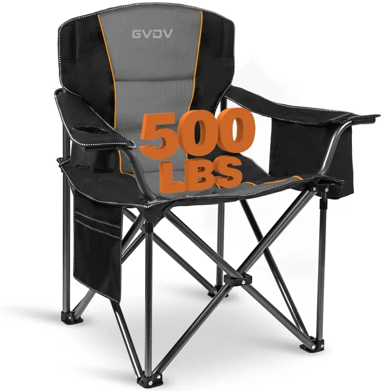 Photo 1 of  Oversized Camping Chairs for Adults, Portable Outdoor Camp Chair with Cup Holder, Cooler Bag & Storage Pockets - for Camping Fishing Travel