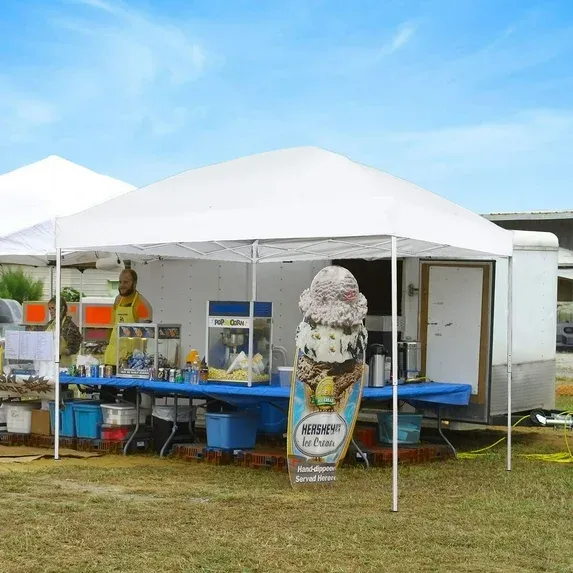 Photo 1 of  10 ft x 10 ft Easy Pop up Outdoor Canopy Tent, Straight Legs Instant Canopy for Outside with Carrying Bag, White