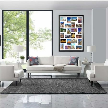 Photo 1 of 24 Opening 4x6 Collage Picture Frames 2 Pack Black Photo Frame with Mat Horizontal and Vertical for Wall Mounted