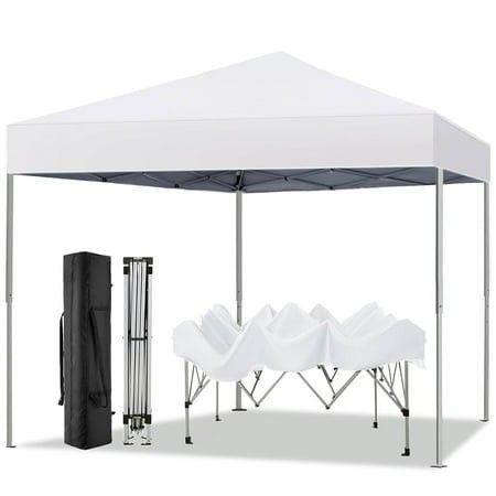 Photo 1 of  10 Ft X 10 Ft Easy Pop up Outdoor Canopy Tent Straight Legs Instant Canopy for Outside with Carrying Bag White