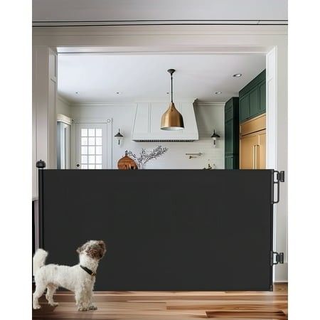 Photo 1 of  Retractable Baby Safety Gate Mesh Pet Gate 33 Tall Extends to 55 Wide Black...Bulk pack 2 gates...