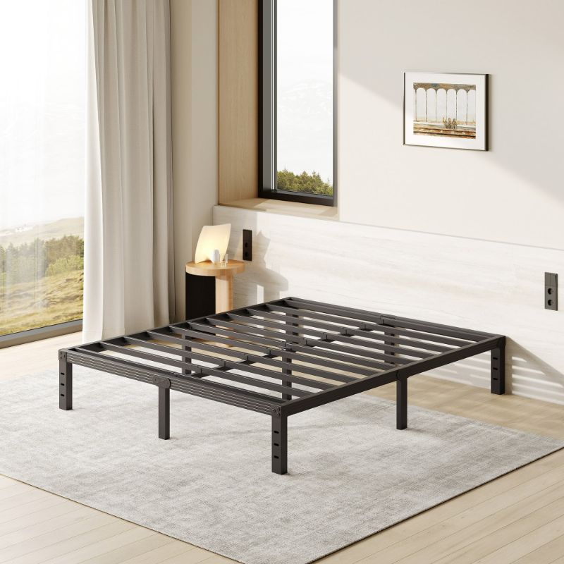 Photo 1 of 12 Inch Queen Size Bed Frame, Heavy Duty Metal Platform, No Box Spring Needed, Easy Assembly, Black