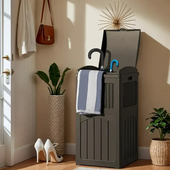 Photo 1 of  36 Gallon Trash Can Plastic Kitchen Trash Can,Dark Brown