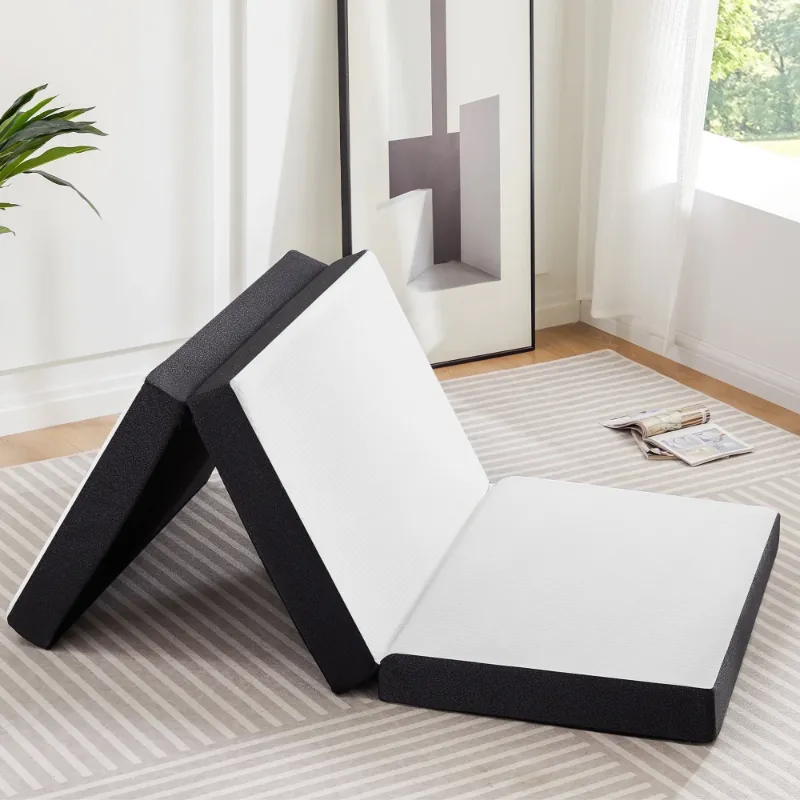 Photo 1 of  4 Inch Single Size Tri-fold Memory Foam Mattress, Portable Foldable Floor Bed with CertiPUR-US Certified, White