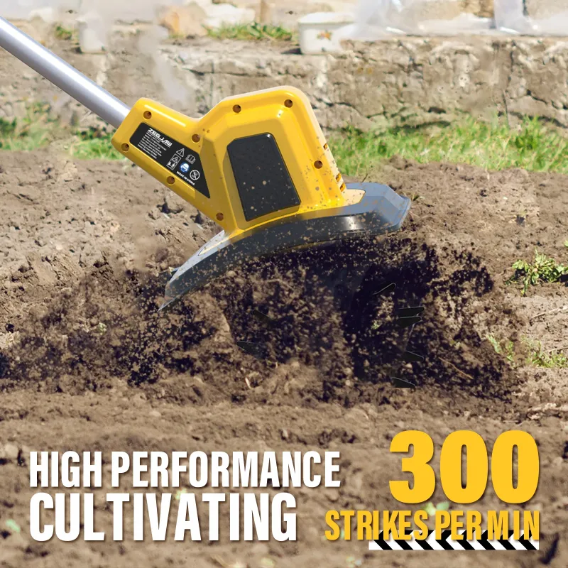 Photo 1 of 20V Cordless Electric Tiller, 9-Inch Garden Cultivator 360RPM Battery Powered Rototiller Portable Lightweight Efficient Tilling Includes 4.0Ah Battery and Charger