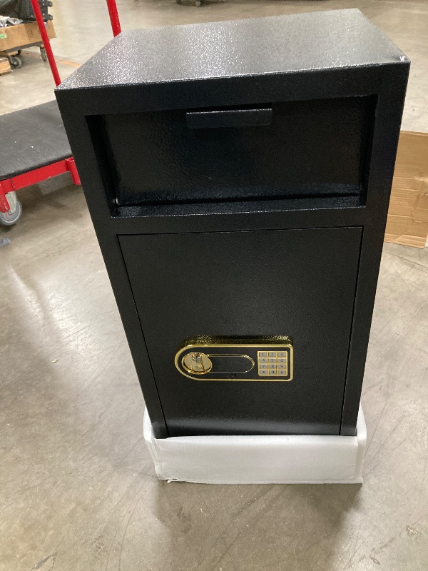 Photo 1 of ***NON-FUNCTIONAL SAFE -NO KEY -USE AS HOME DECOR PIECE, NIGHT STAND, SIDE TABLE FOR GAME ROOM -ACCENT HOME DECOR*** NON-REFUNDABLE***

7.5 Cu ft Extra Large Fireproof Drop Safe Box for Business, Anti-Theft Depository Safe with Drop Slot, Heavy-duty Comme