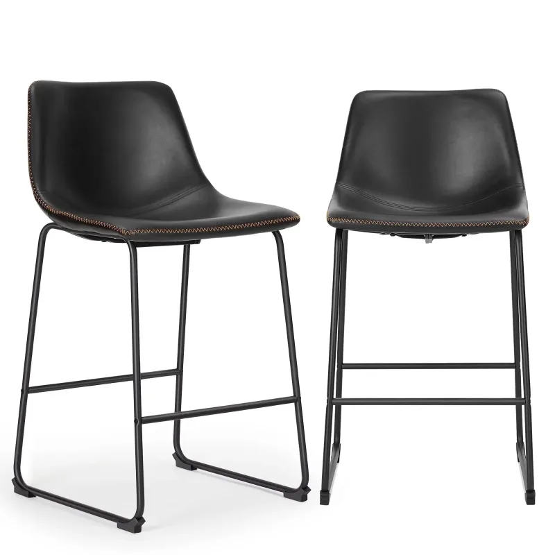 Photo 1 of **MISSING HARDWARE**EDX Counter Height Bar Stools Set of 2 With Back and Footrest, Metal Frame, 26 inch, Black
