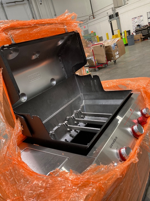 Photo 1 of **MISSING PARTS/NO RACKS/DOOR NEEDS TO BE PUT BACK ON**Weber Genesis E-335 Gas Grill for Outdoor Cooking, 3 Burners and 1 Side Burner, Black