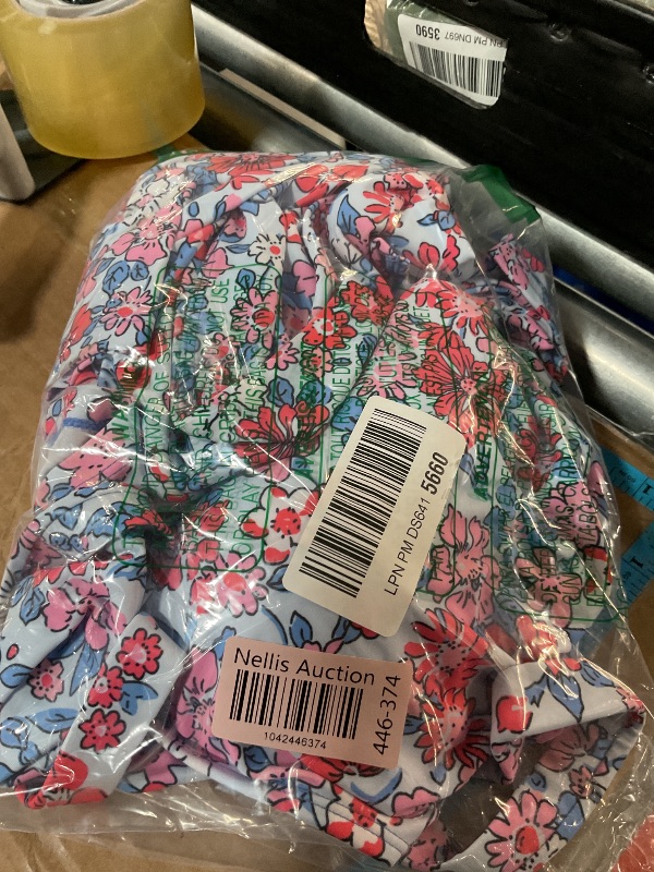 Photo 1 of (XXL) (BAGGED) Aleumdr Retro Plant Color Print Two Piece Tankini Swimsuit Vintage Ruched Bandeau Top and High Waisted Swim Skirt for Women Floral Print XX-Large