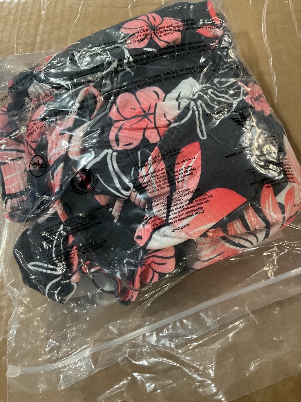 Photo 1 of Aleumdr Women's Square Neck Tankini Swimsuit Set Floral Ribbed Tummy Control Push Up with High Waisted Bottom Black Printed Large