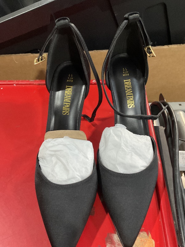 Photo 1 of (Please see all images)DREAM PAIRS Women's SDPU2322W High Heels Strappy Closed Toe Stiletto Pointed Toe Mesh Bows Ankle Strap D'Orsay Sexy Dress Wedding Party Pumps Shoes, Size 11, Black