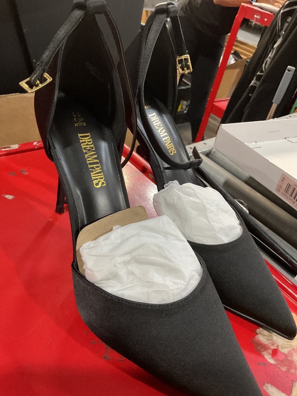 Photo 1 of (Please see all images)DREAM PAIRS Women's SDPU2322W High Heels Strappy Closed Toe Stiletto Pointed Toe Mesh Bows Ankle Strap D'Orsay Sexy Dress Wedding Party Pumps Shoes, Size 11, Black
