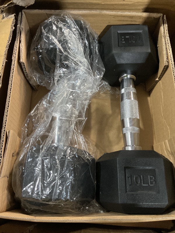 Photo 1 of (Incomplete)Fitvids Dumbbell Set with Rack, Rubber Coated Hex Dumbbell Weights in 150lbs, 5, 10, 15, 20, 25lbs Pair