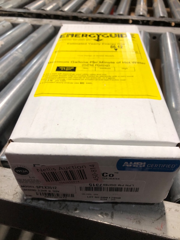 Photo 1 of **FOR PARTS ONLY**Nonfunctional***
Eemax SPEX3512 FlowCo 3.5 Kilowatt 120 Volt Electric Point of Use Water Heater , White