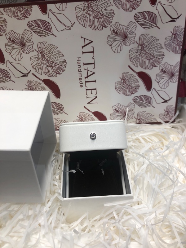 Photo 1 of (SINGLE DOENS'T LATCH) Attalen Handmade Sterling Silver Earrings Moissanite Cross Shape Dangle With Gift Wrapped Box For Her Woman Wife Girlfriend Daughter Present For Birthday Valentine Wedding Anniversary