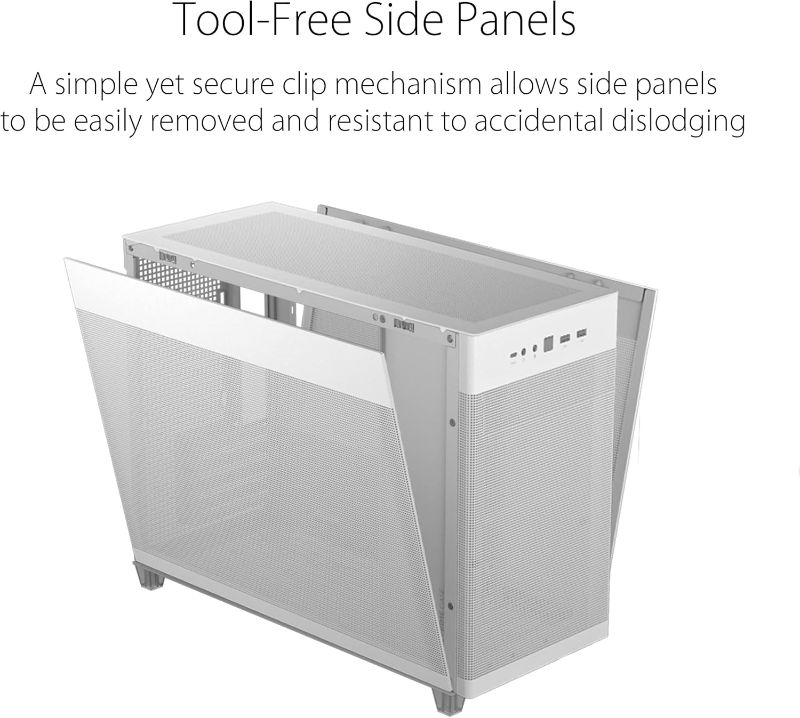 Photo 1 of (MISSING ACCESSORIES/TOOL KIT) ASUS Prime AP201 33-Liter MicroATX White case with Tool-Free Side Panels and a Quasi-Filter mesh, with Support for 360 mm Coolers, Graphics Cards up to 338 mm Long, and Standard ATX PSUs