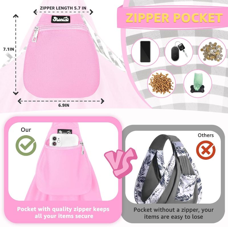 Photo 1 of (FAIR)  (Pink-WY,S) Lukovee Pet Sling, Hand Free Dog Sling Carrier Adjustable Padded Strap Tote Bag, Shoulder Bag with Safety Belt & Front Pocket for Small Dog Cat Puppy (Pink-WY,S)