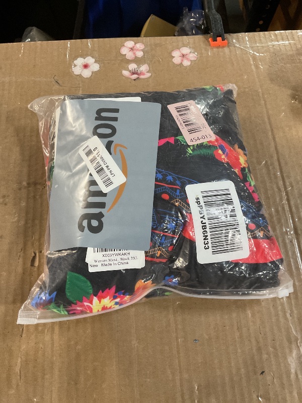 Photo 1 of (2XL) (BAGGED) Women Mexican Dress Off Shoulder Floral Long Maxi Dress Cinco de Mayo Dress Floral Embroidered Black Mexican Style Dress Traditional Fiesta Dress Summer Beach Holiday Party Dress with Belt Black 2XL
